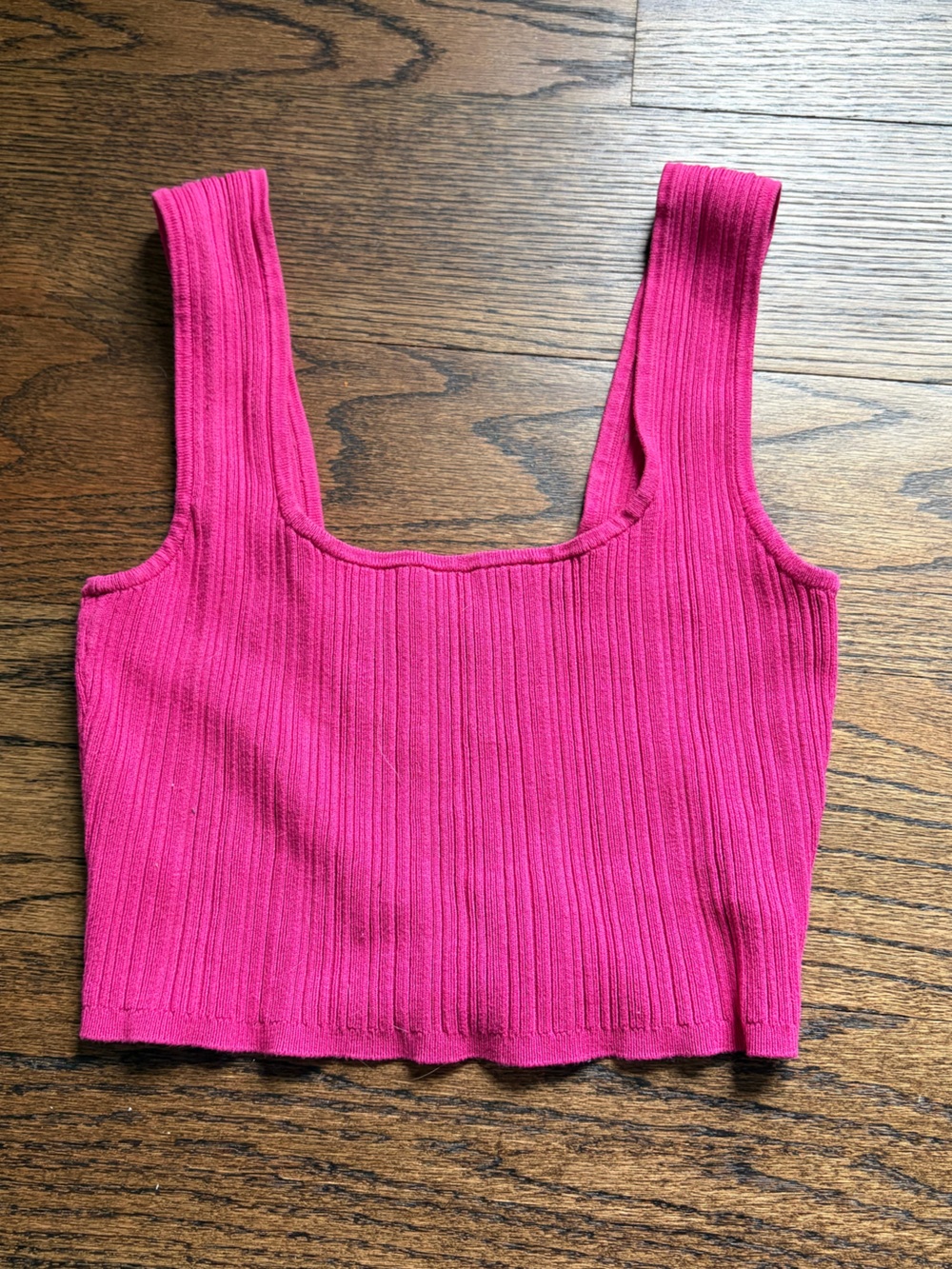 H&M Pink Ribbed Crop Tank Top - Picture 2 of 3